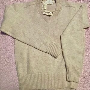 Women's Cream V-Neck Sweater
